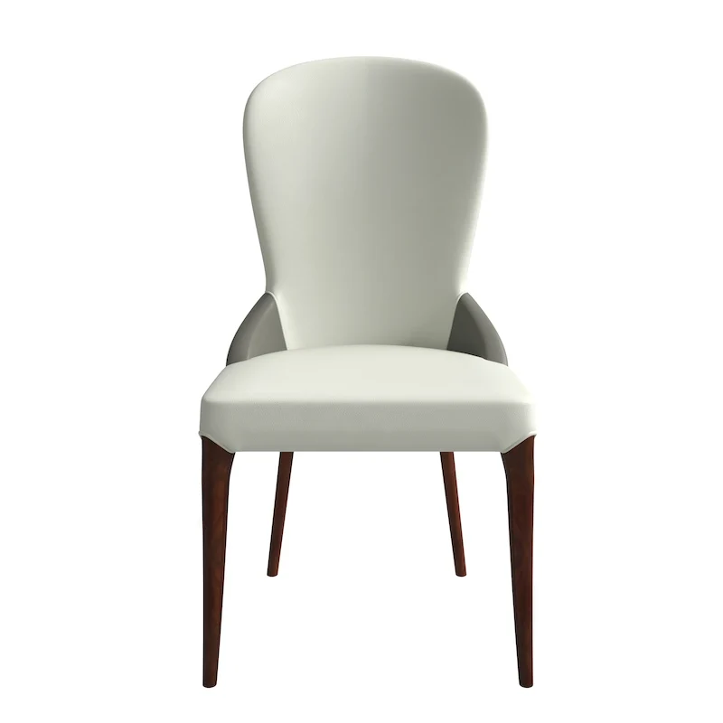 Leather Upholstered Solid Wood Dining Chair with Two-Tone Design