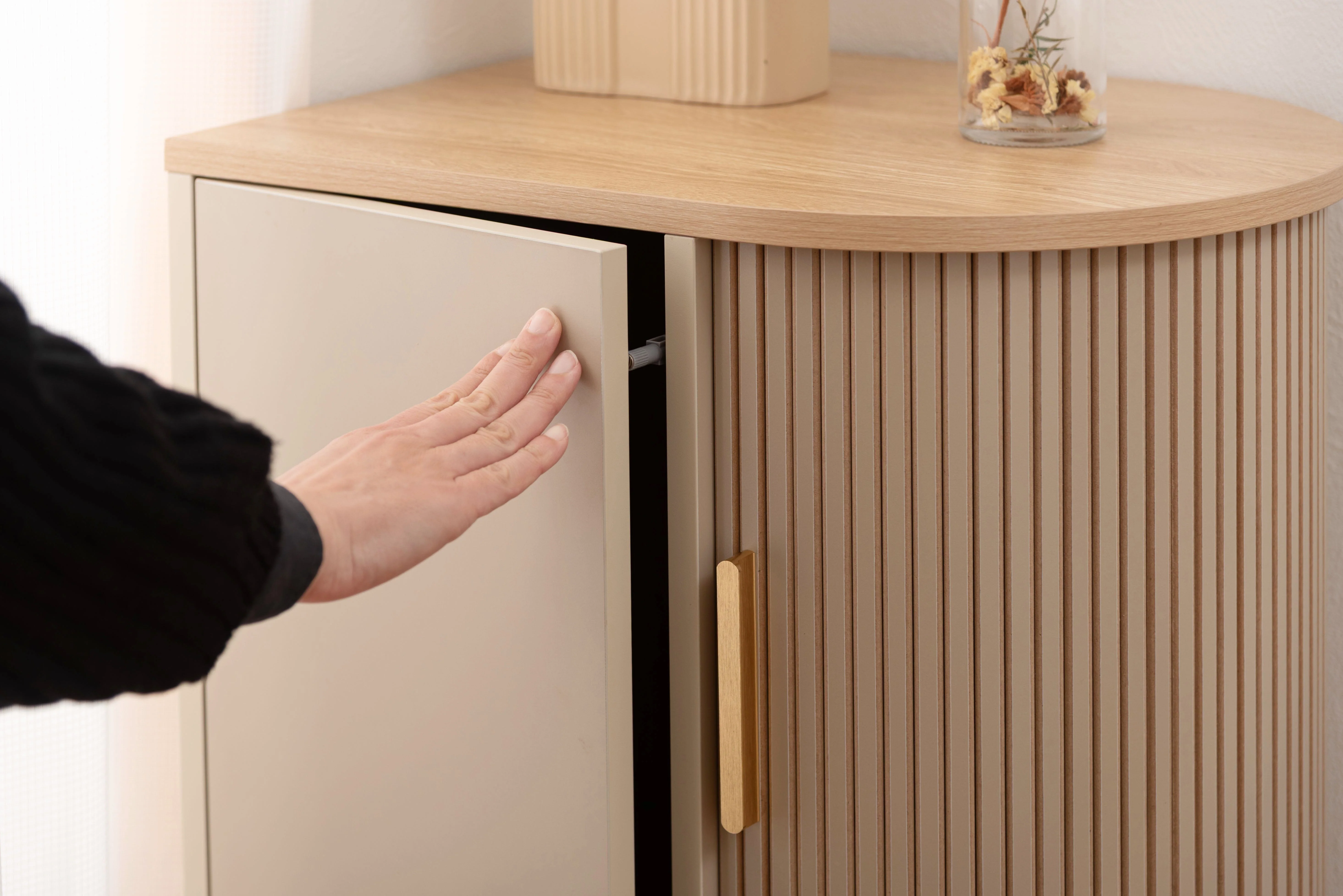Beige Side Storage Cabinet