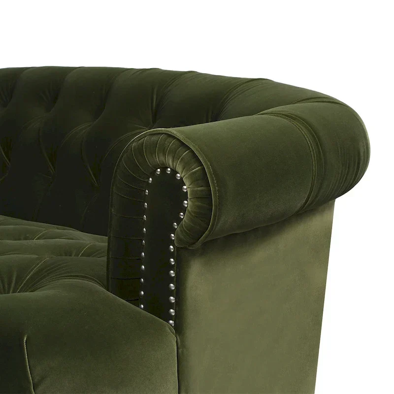 La Rosa 84 Mid-Century Modern Velvet Upholstered Chesterfield Tufted Sofa