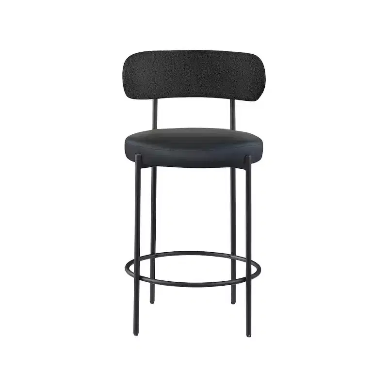 Meridian Furniture,Beacon Black Vegan Leather Seat Stool, Set of 2