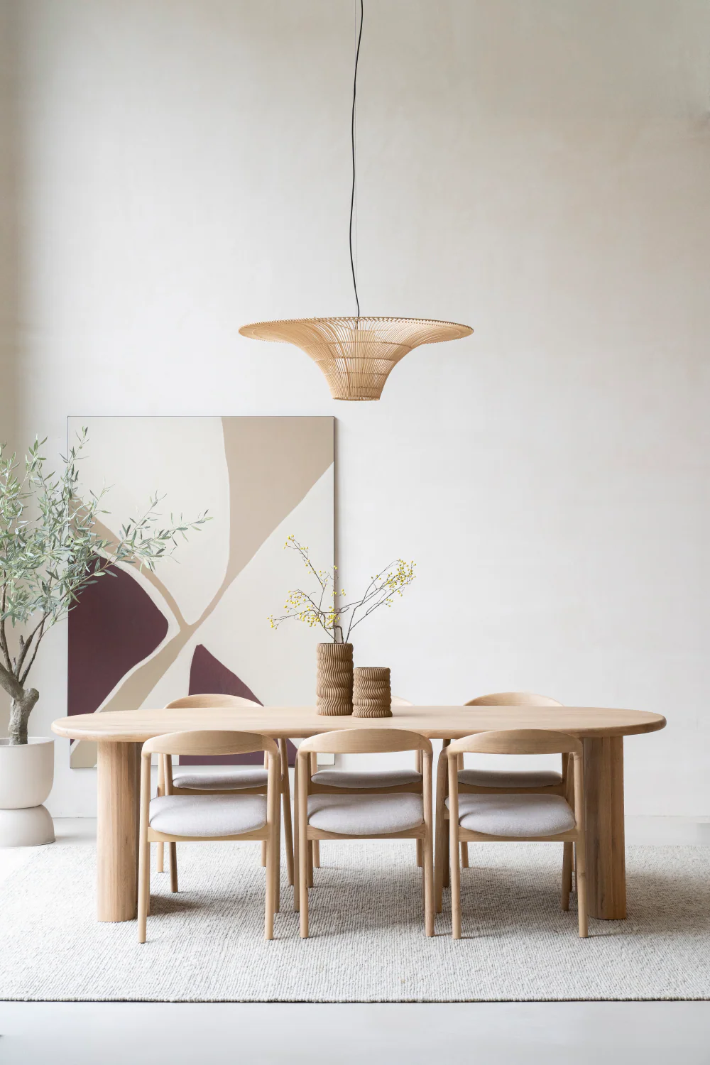 Natural Varnished Oak Organic Dining Table