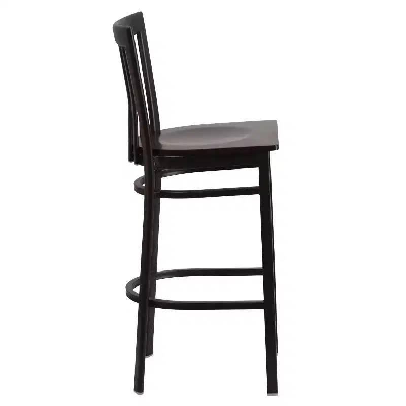 School House Back Metal Restaurant Barstool, Set of 2