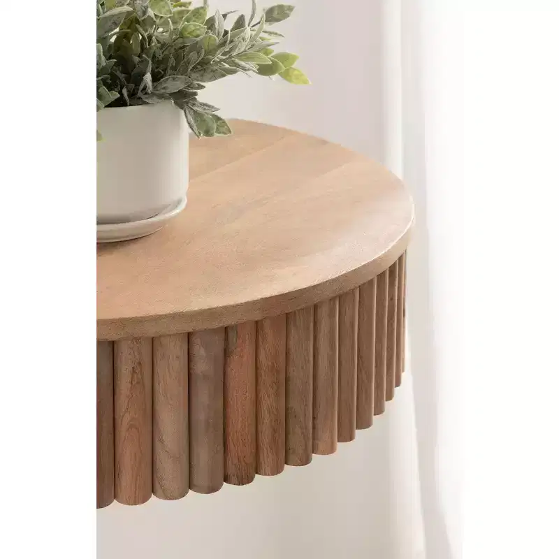 Kate and Laurel Reid Ribbed Floating Side Table, 20x11x6, Natural