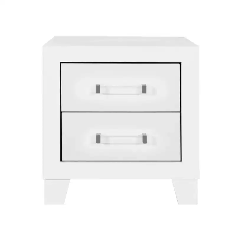 HomeRoots 22 White Two Drawer Wood Nightstand