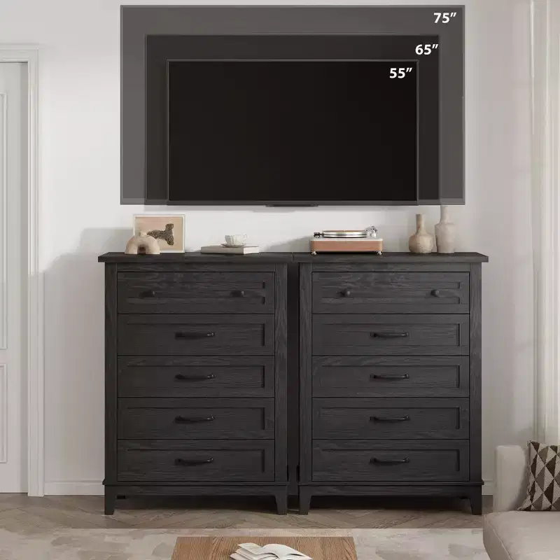 5 Dresser for Bedroom, 41.3 Tall Vertical Drawer Dresser with Storage Freestanding, Wooden Closet Storage Chest for Living Room, Bedroom, Entryway
