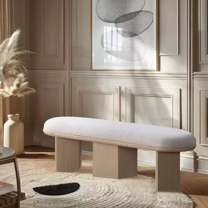 Meridian Furniture,Wilshire Boucle Fabric Bench