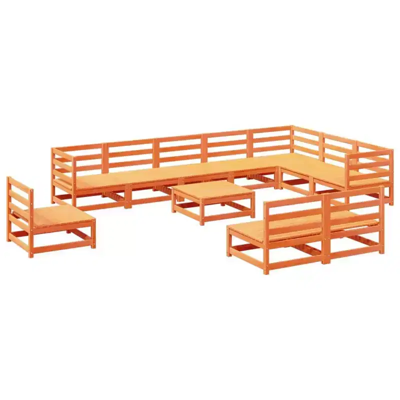 vidaXL Garden Sofa Set Wax Solid Pine Wood Large Breathable Design