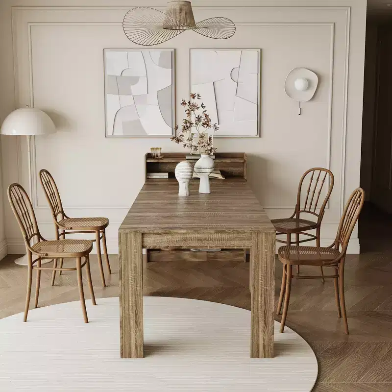 GDFStudio Torin Modern Extendable Dining Table with Storage