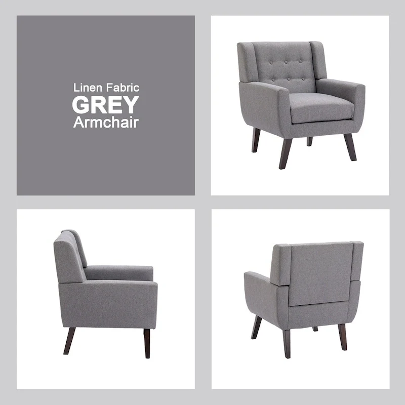 Modern Linen Button Tufted Arm Chair