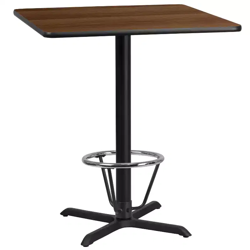 Emma and Oliver 36 Square Laminate Bar Table with 30x30 Foot Ring Base