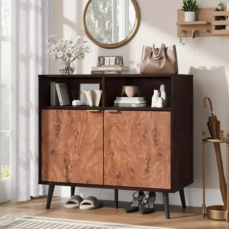 Kitchen Sideboard Storage Cabinet Shefeng Vintage Wooden Sideboard Features open shelving Ideal for hallways and entryways