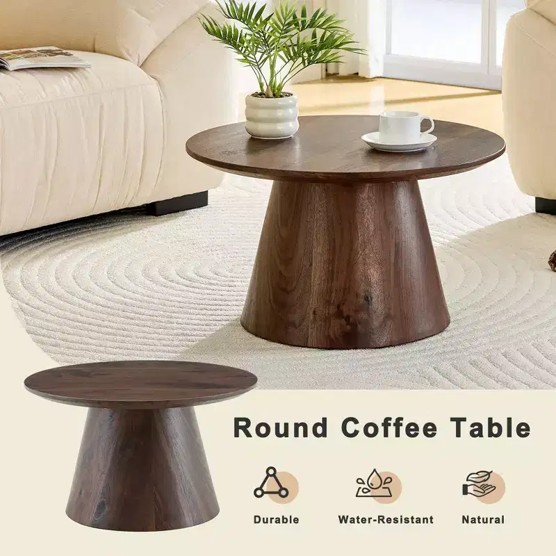 23 Wooden Round Pedestal Coffee Table