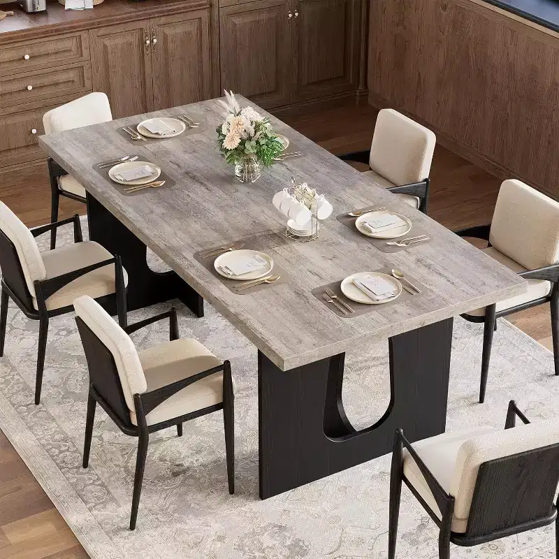 71 Modern Dining Table for 6-8 People, Large Kitchen Table with Heavy Duty Pedestal Legs, Perfect for Dining, Kitchen, or Conference Room