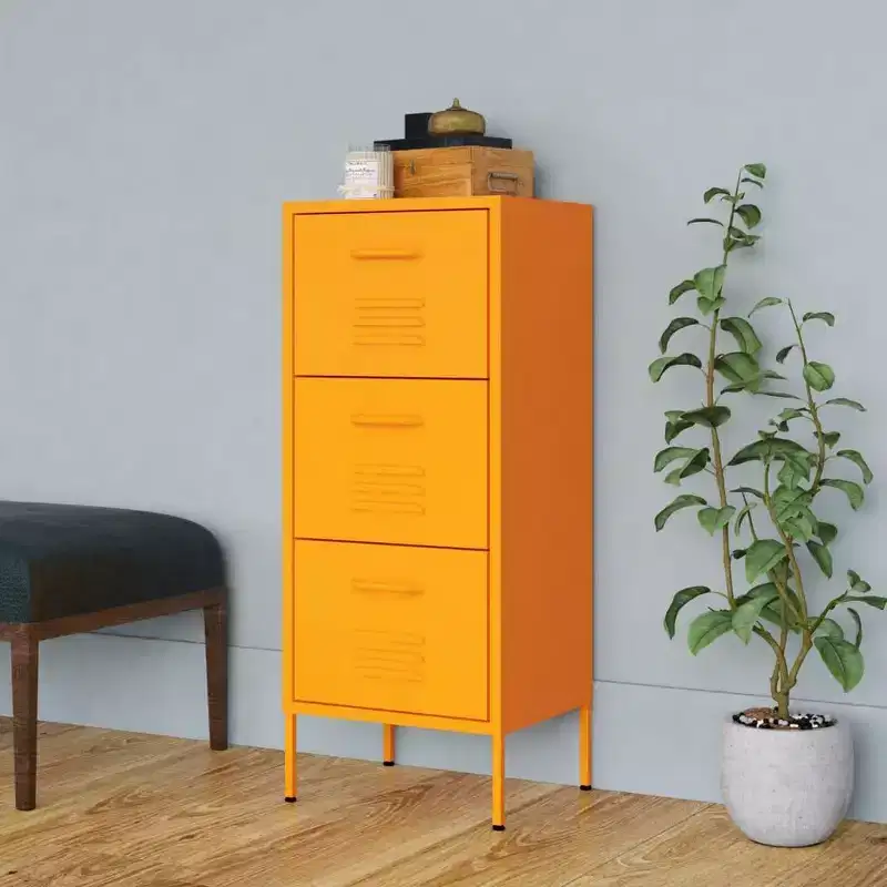 Steel Storage Cabinet with 3 Drawers – Mustard Yellow