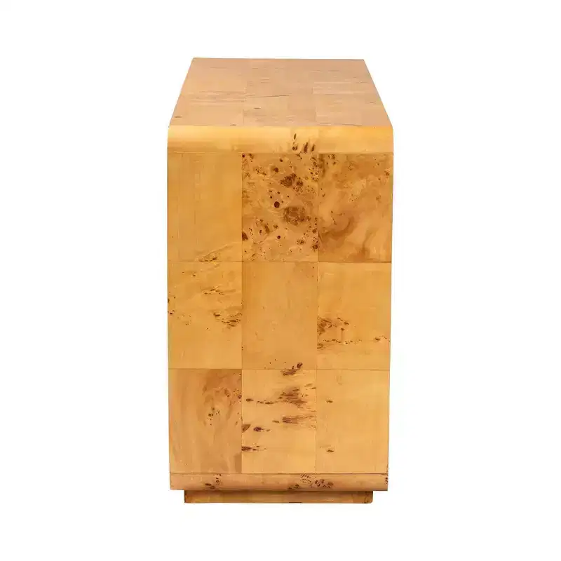 bali & pari Netra Real Burl Wood 6 Drawer Dresser Light Mappa Burl