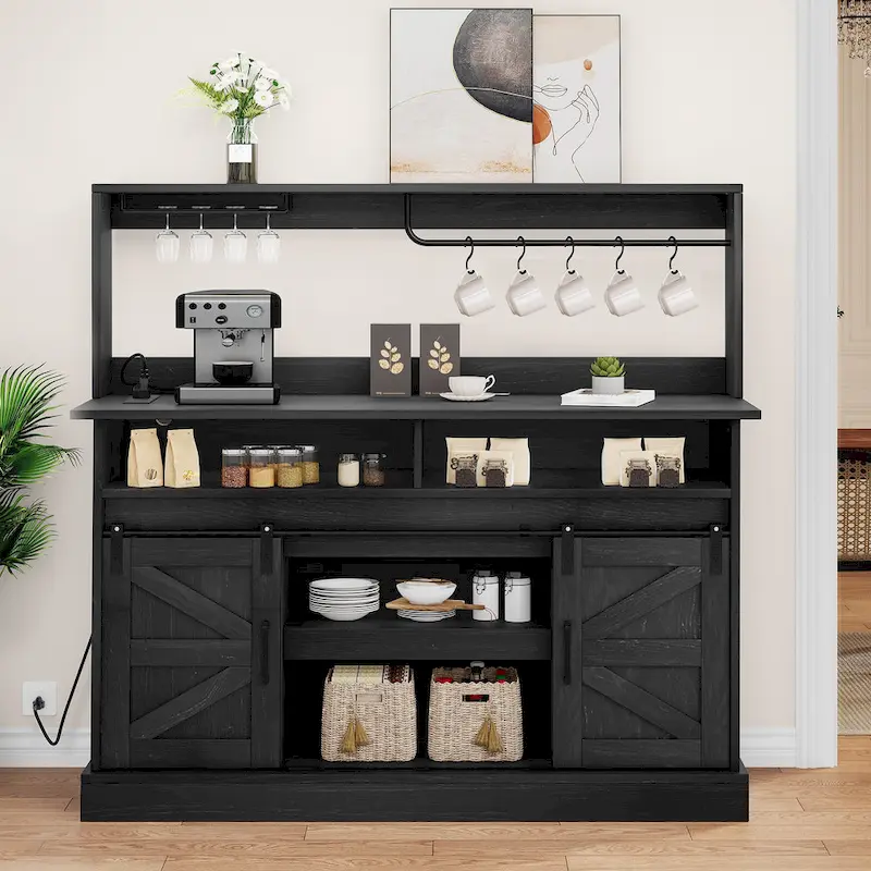 52 Farmhouse Coffee Bar Cabinet Wine Buffet Cabinet Kitchen Sideboard Buffet Cabinet