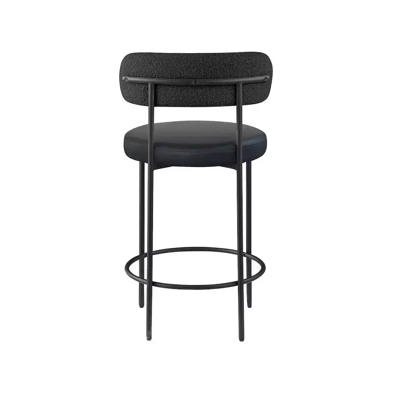 Meridian Furniture,Beacon Black Vegan Leather Seat Stool, Set of 2