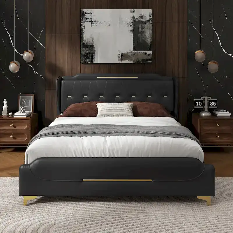Modern Upholstered PU Leather Bed