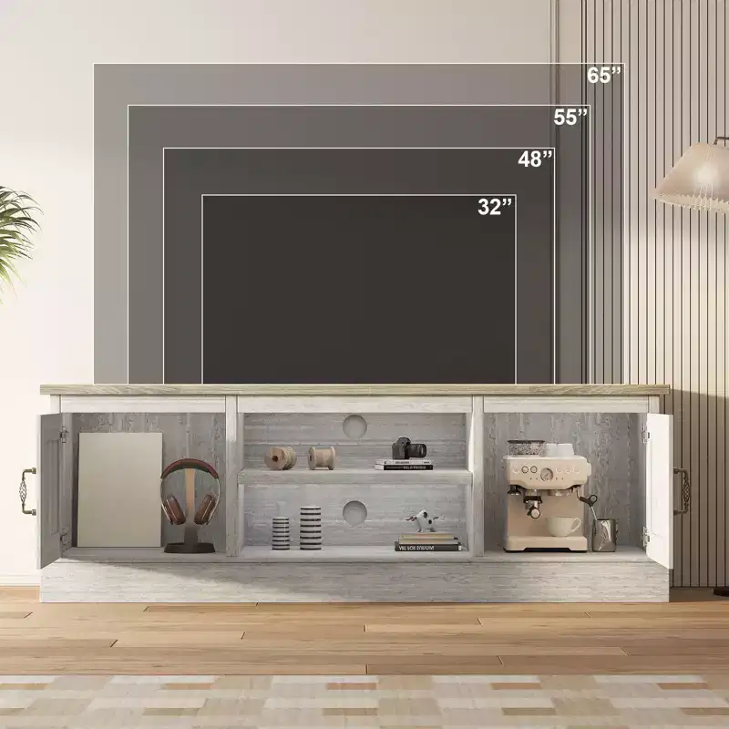 TV Stand for TVs Up to 65'', Entertainment Center with Storage Cabinet and Media Console