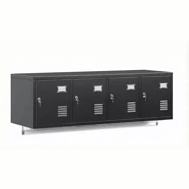 Locker, Storage Cabinet 4-Door Metal Locker with Individual Locks, Wall-Mountable Steel Organizer for Employees, Gym, School, Office, Black