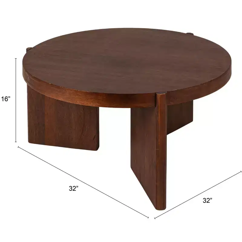 Storied Home Mango Wood Coffee Table, Walnut Finish