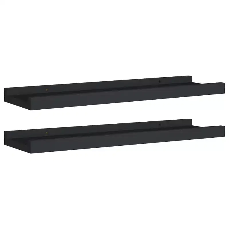 Frame Ledge Shelf Set of 2 Black MDF 15.7 x 3.5 x 1.2 in