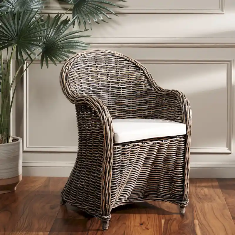 SAFAVIEH Sinja Yellow Rattan Club Chair - 24  x 26  x 35  - 24Wx26Dx35H