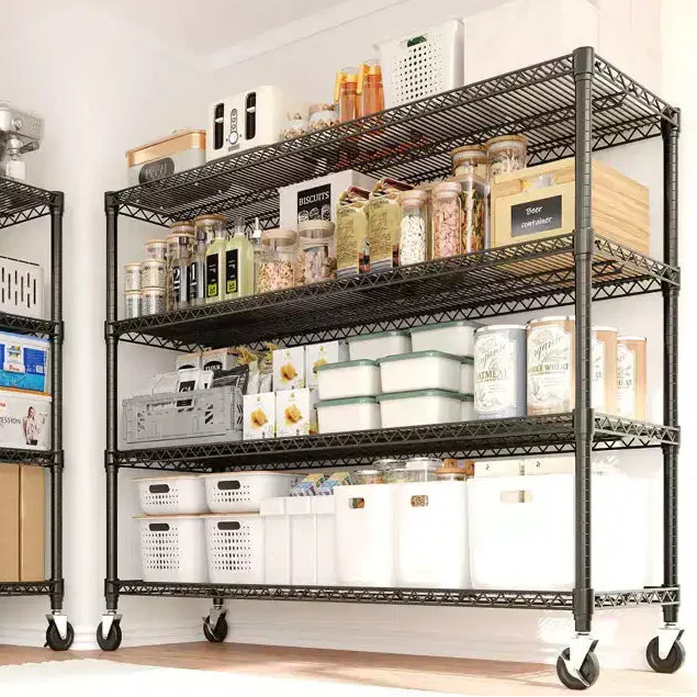 5-Tier Metal Storage Shelving Unit with Wheels
