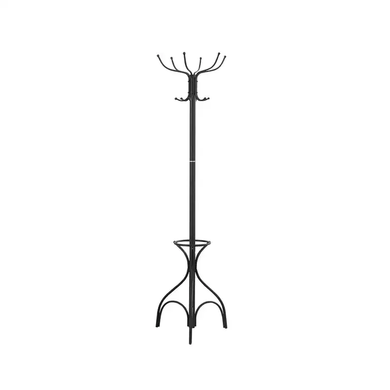 Metal Coat Rack 12 Hooks with Umbrella Holder 70''H