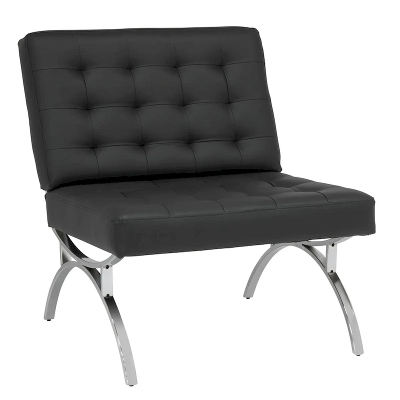 Newel Modern Blended Leather and Chrome Metal Frame Mid Century Accent Chair