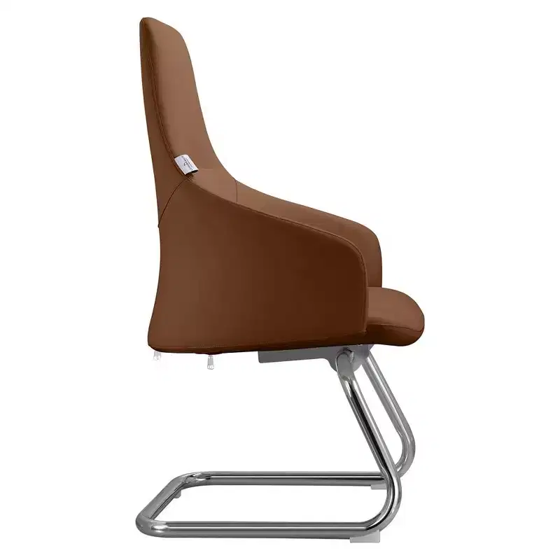 Ergonomic Faux Leather Office Chair Iron Sled Base Adjustable Height 330 lbs Capacity