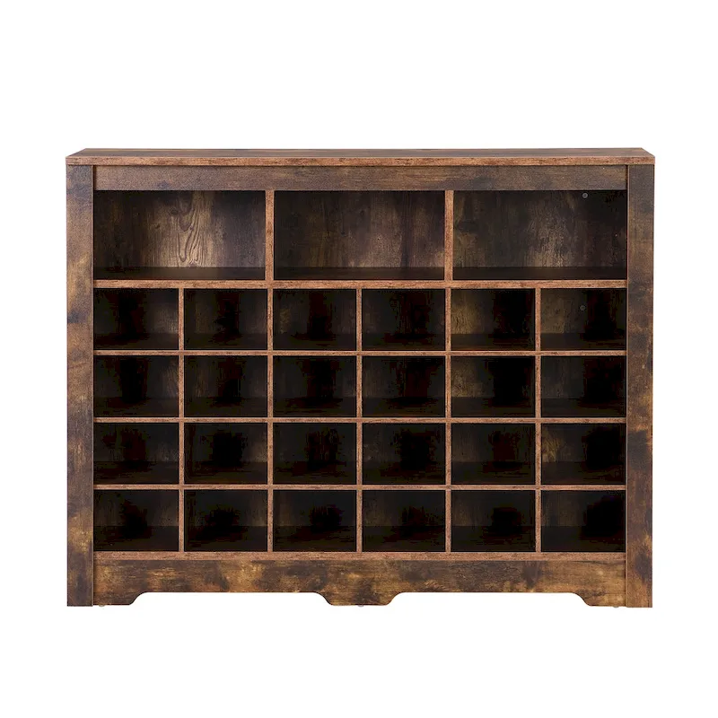Sleek Design 24 Shoe Cubby Console, Modern Shoe Cabinet with Curved Base