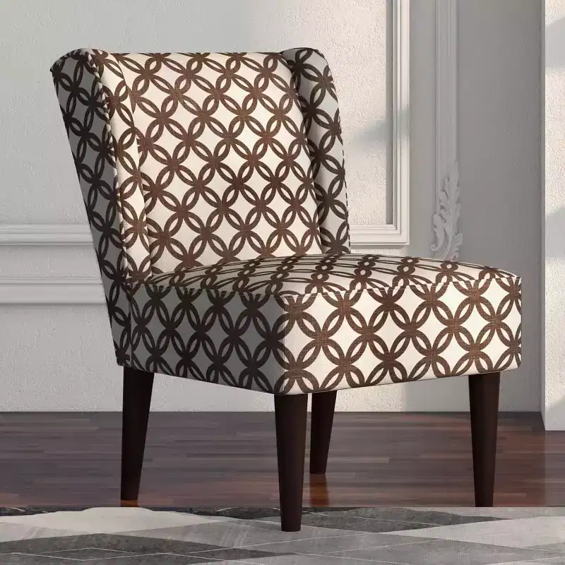 Mid-Century Wingback Fabric Accent Chair with 9