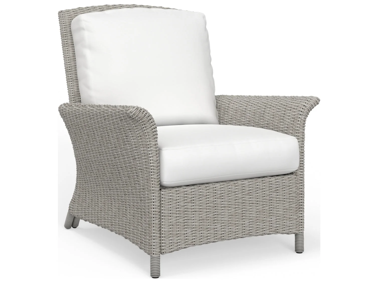 Outdoor Wicker Light Driftwood Patio Lounge Chair with Cushions