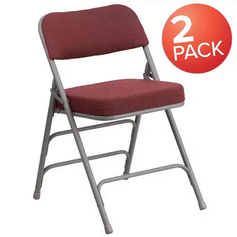 Flash Furniture 2 Pack HERCULES Series Premium Curved Triple Braced & Hinged Fabric Upholstered Metal Folding Chair