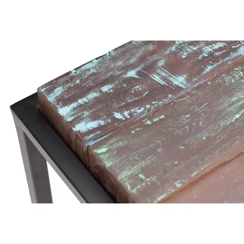 Asam Solid Reclaimed Wood Top Coffee Table Brown - Timbergirl: Hand-Welded Iron Frame, No Assembly Required