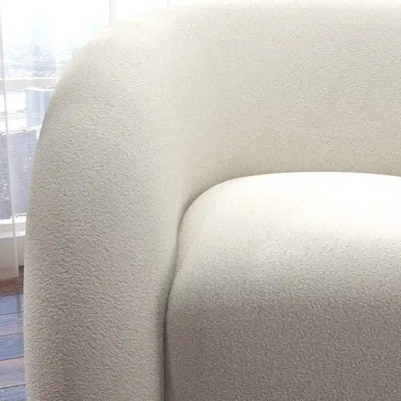 SEYNAR Modern Glam 360 Degree Swivel Teddy Upholstered Accent Armchair with Tufted Back