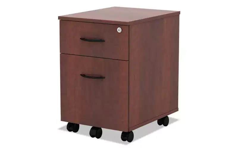 Mobile Pedestal File Cabinet 2-Drawer Box File Legal Letter Medium Cherry Laminate