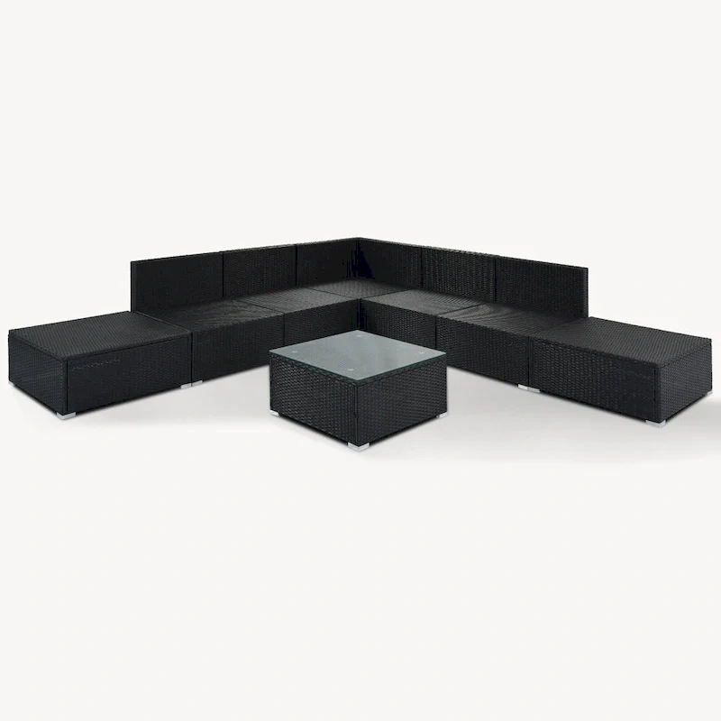 8-Piece Wicker Modular Sectional Sofa Set with Coffee Table
