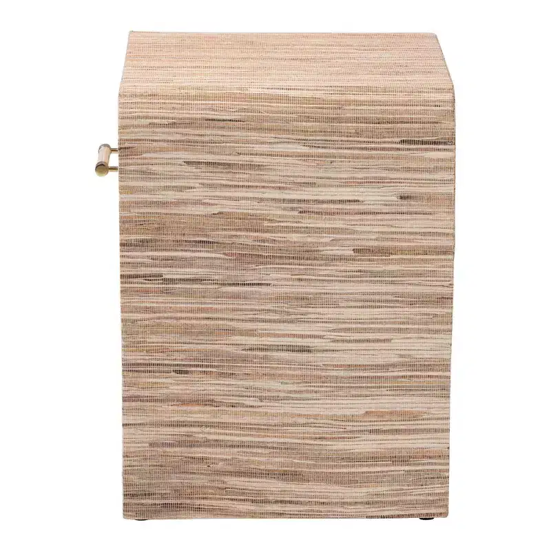 bali & pari Callan Woven Grasscloth 1 Drawer Nightstand Natural/Gold