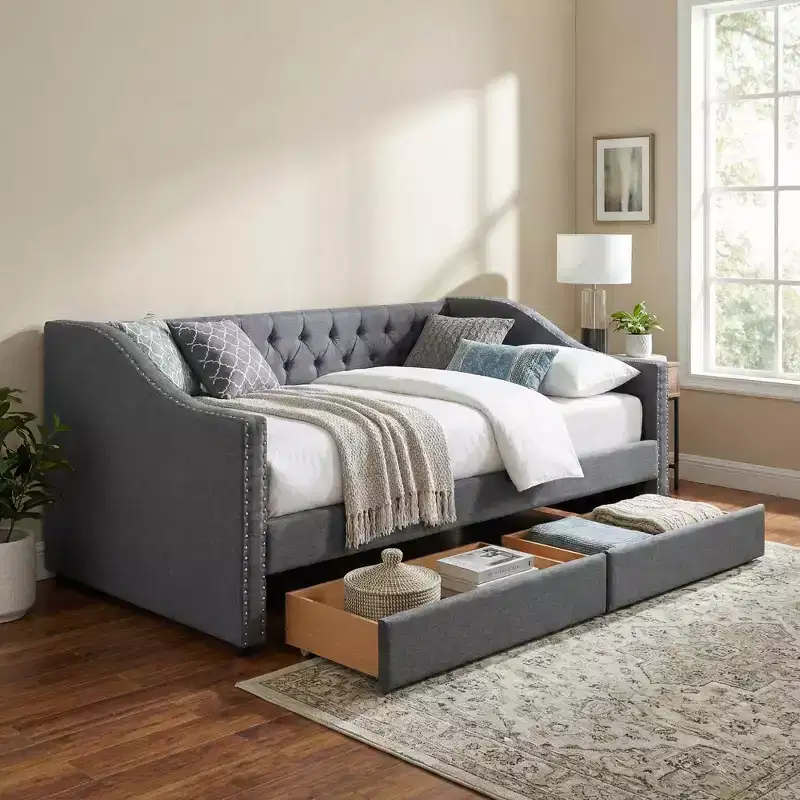 Christopher Knight Home Drake Upholstered Wood Twin XL Size Daybed with Two Drawer