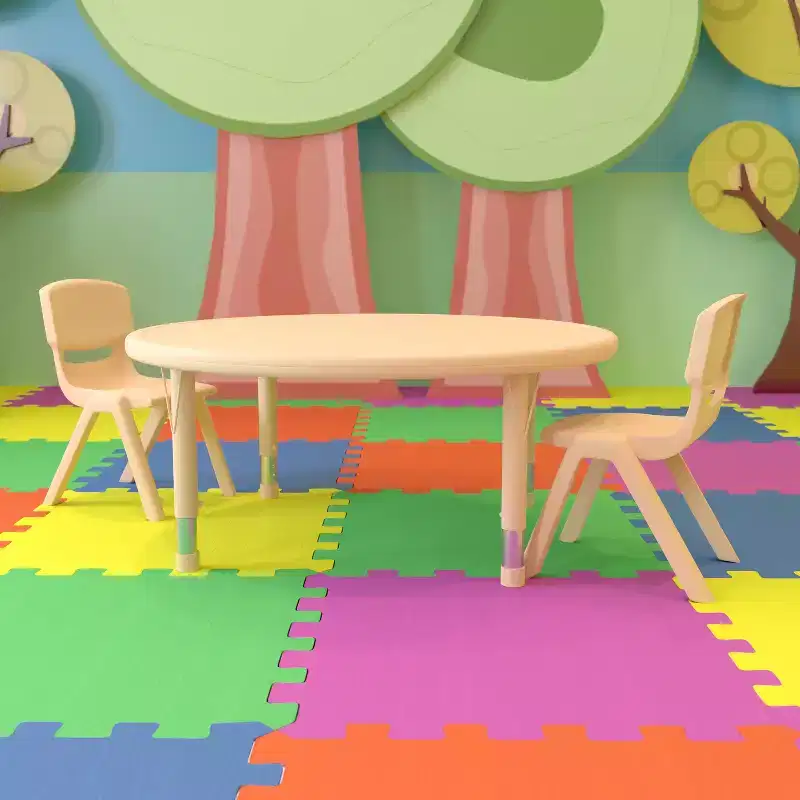 Flash Furniture 45 Round Plastic Height Adjustable Activity Table Set with 2 Chairs