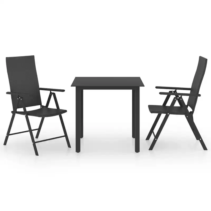 vidaXL Dining Set Black PE Rattan Medium Foldable Outdoor Dining Set