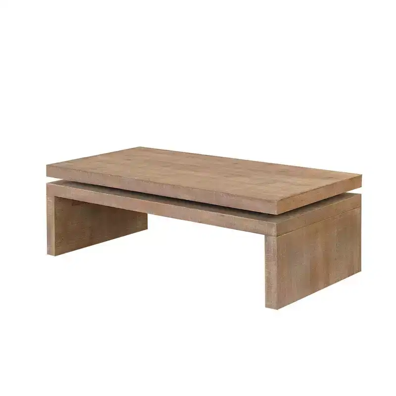Modern Rustic Wood Coffee Table with Floating Top, 47 Rectangular