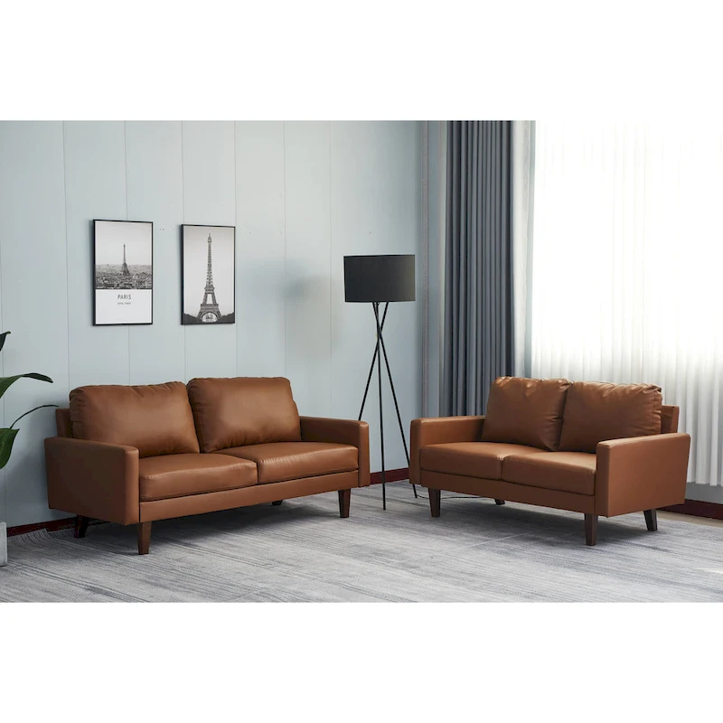 Faux leather 2 Piece Loveseat and Sofa Living Room Set