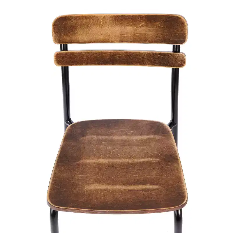 Emma and Oliver Set of 2 Dining Chairs with Metal Frames and Solid Wood Seats and Backs with Antique Finishes