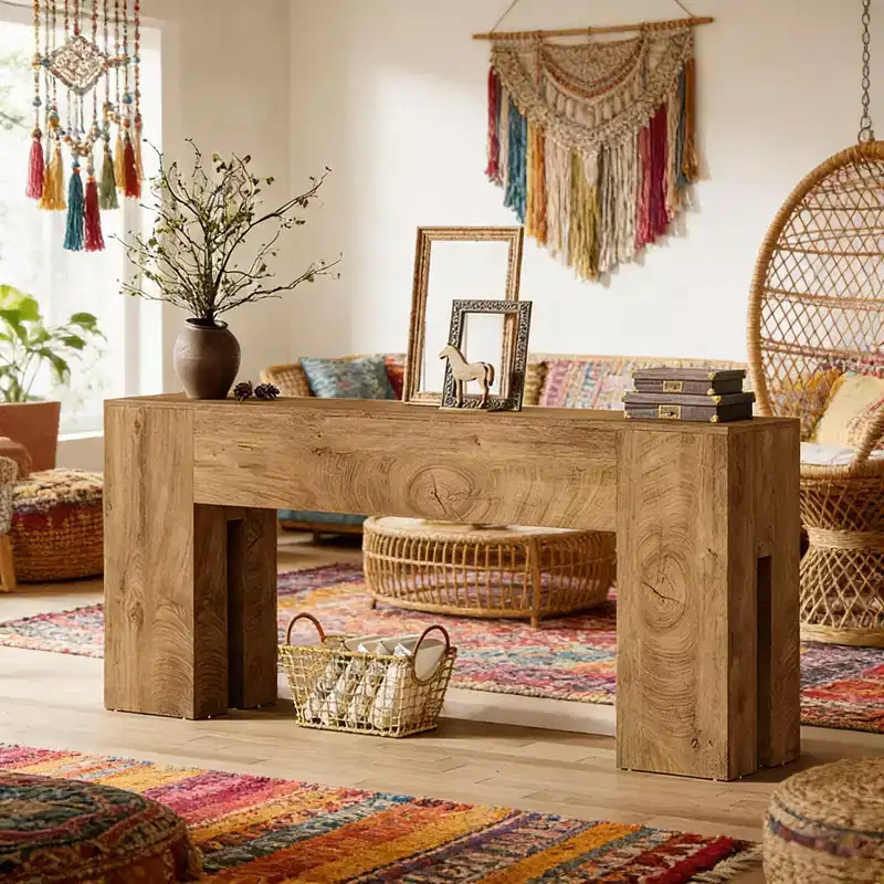 GDFStudio Janis Rustic Farmhouse Wooden Console Table