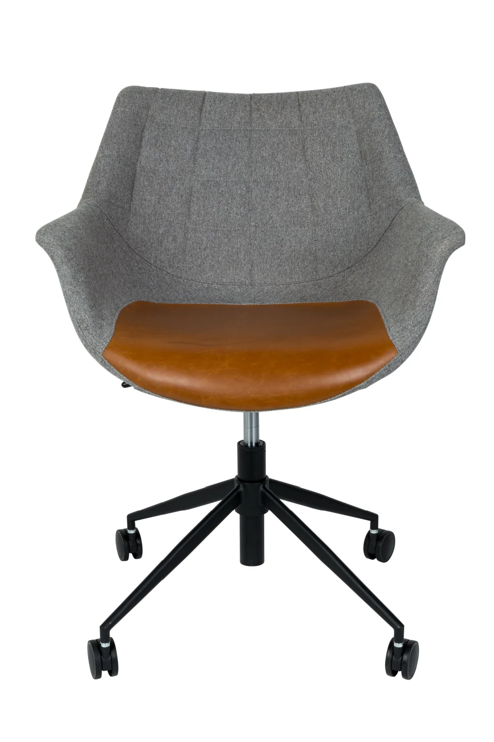 Vintage Brown Faux Leather Adjustable Height Office Chair with Wheels