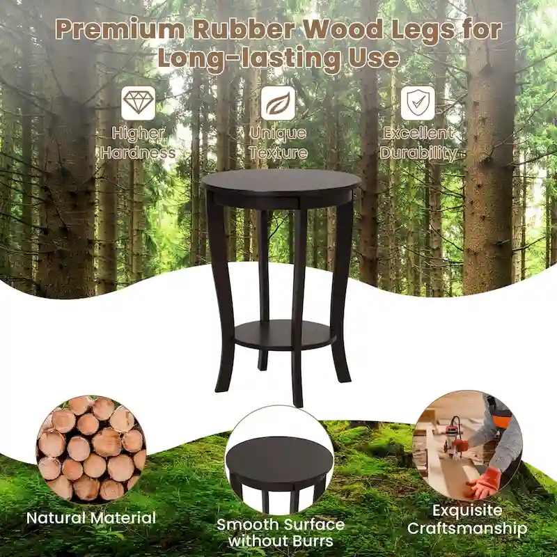 2-Tier Round Side Table Set of 2, 18