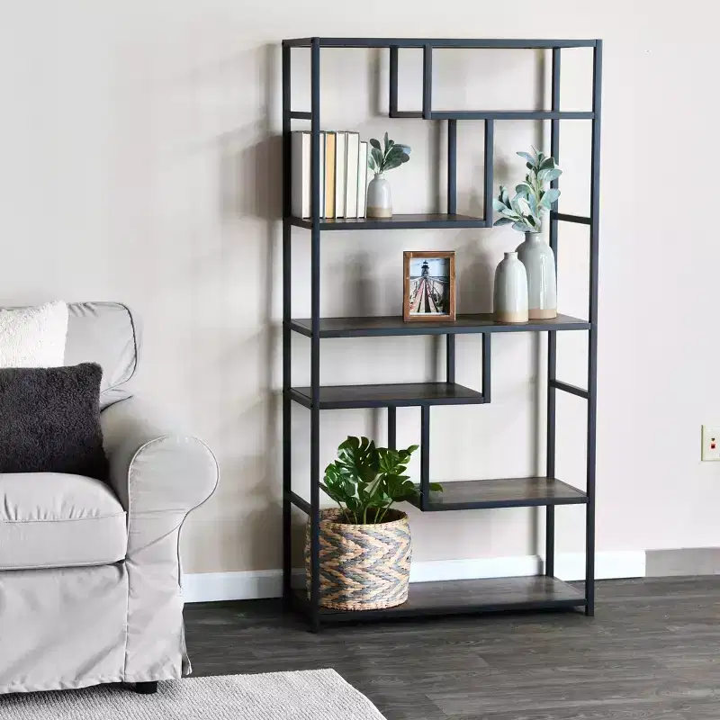 Household Essentials Jamestown Tall 6 Shelf Open Storage Bookshelf